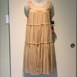 NEW Gabby Skye Tiered Gold Dress Size 4